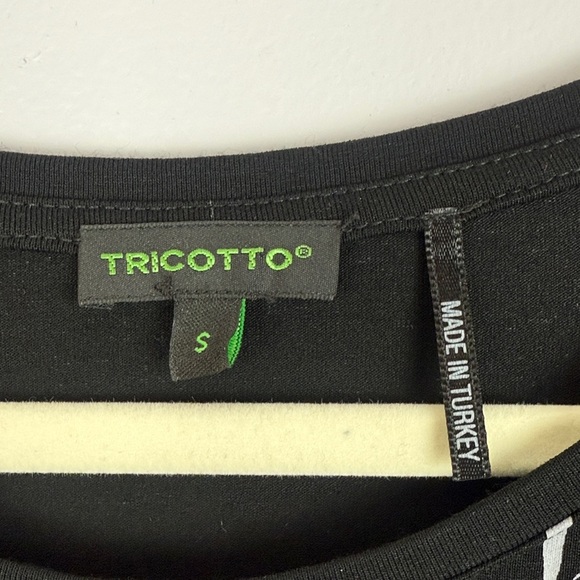 Tricotto Black Gray White Graphic Words Short Sleeve Oversized Tunic Dress - Picture 3 of 15